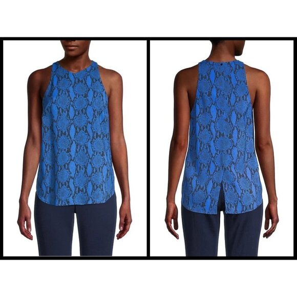 💕ALC💕 Anise Snakeskin Print Crepe Tank Top Blue 2 NWT - Picture 2 of 16